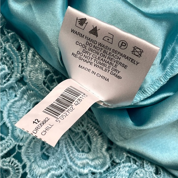 Lipsy London Light Blue Lace Open Back Femme Mini Dress - Picture 12 of 12